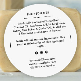 Pegatina de etiquetas de producto de ingredientes