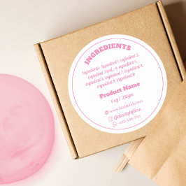 Pegatina de etiquetas de producto de ingredientes