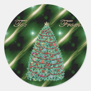 Pegatina de etiquetas de regalo de árbol de Navida