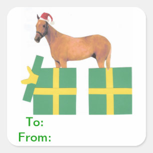 Pegatina de etiquetas de regalo de caballos de San