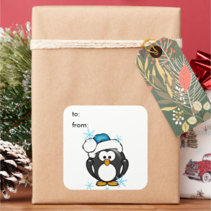 Pegatina de etiquetas de regalo de pingüino para n