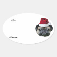 pegatina de etiquetas de regalo de pug de navidade