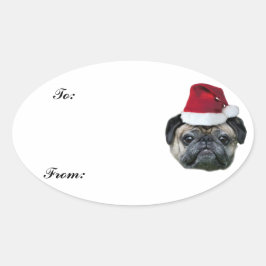 pegatina de etiquetas de regalo de pug de navidade