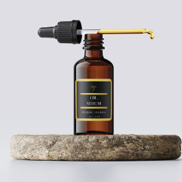 Pegatina de etiquetas séricas de aceite negro y or