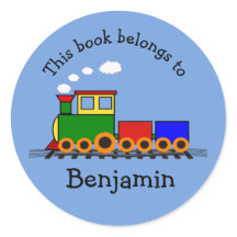 Pegatina de ex libris de tren pequeño