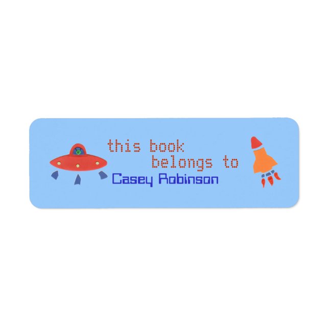 Pegatina de ex libris personalizada con ovni y coh (Frente)