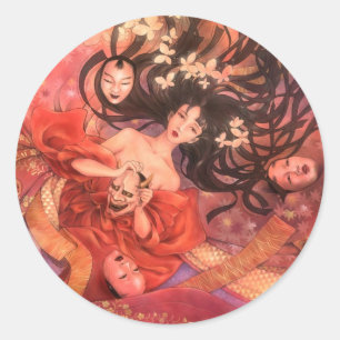 Pegatina de fantasías de la máscara japonesa Noh