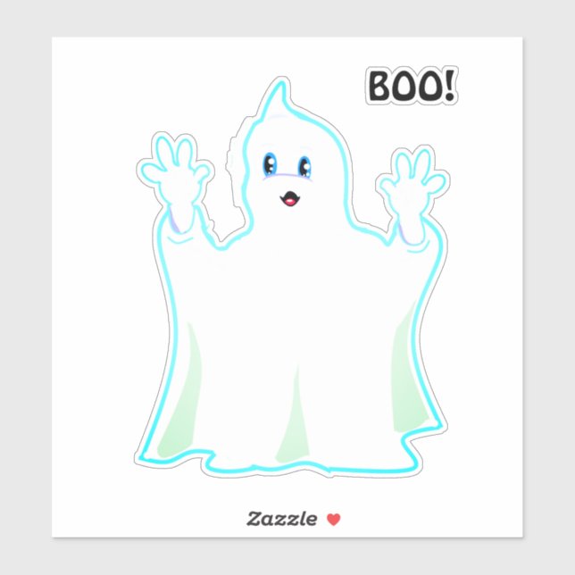 Pegatina de fantasma de Halloween lindo (Hoja)