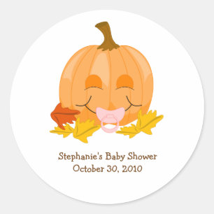 Pegatina de Favor de Baby Shower de Calabaza de Pa