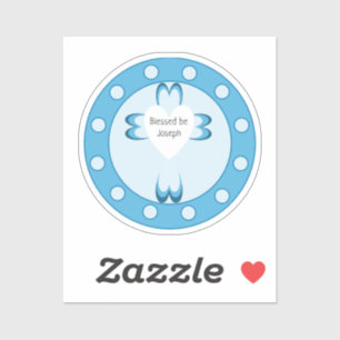 Pegatina de Favor de Bautizo Azul para Niños
