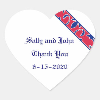 Pegatina de Favor de Damask, rojo, blanco, azul