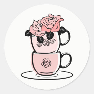 Pegatina de Favor de Ducha Bridal Tea Teacup