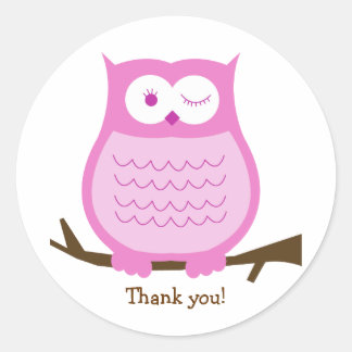 Pegatina de Favor Redondo PINK OWL | SELLO PARA SO