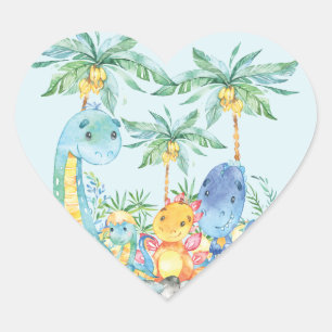 Pegatina de favores de Baby Shower de los dinousau