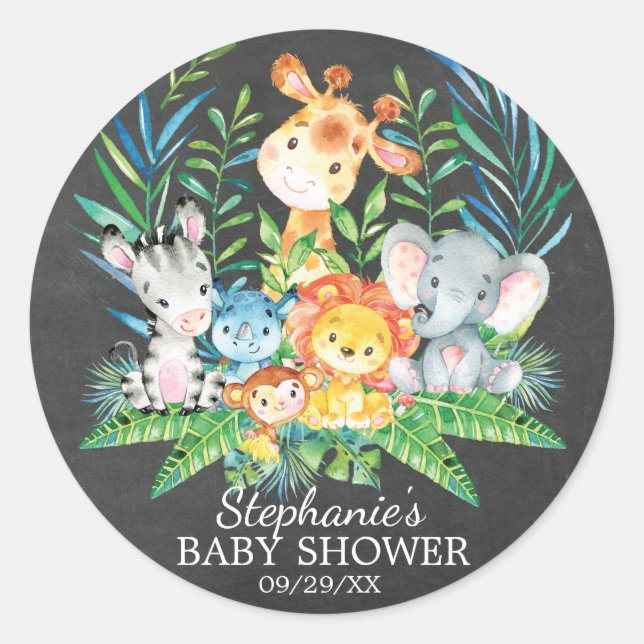 Pegatina de favores de Baby Shower para animal Saf (Anverso)