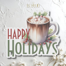 Pegatina de Felices Fiestas – Diseño Festivo de Ta