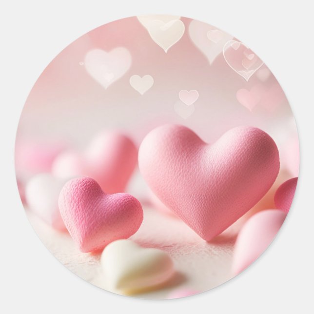 Pegatina de Feliz Día de San Valentín con corazone (Anverso)