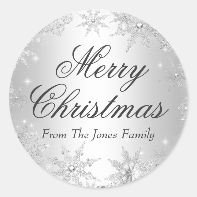 Pegatina de feriado de Navidades de Silver Winter  (Anverso)