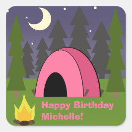 Pegatina de Fiesta de campamento de cumpleaños de 