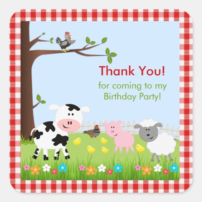 Pegatina de fiesta de cumpleaños de animales de gr (Anverso)