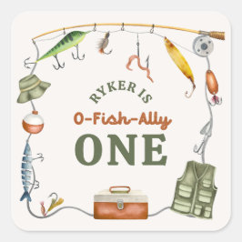 Pegatina de Fiesta de Cumpleaños de Pesca