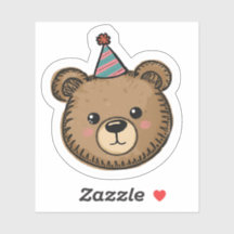 Pegatina de fiesta de oso pardo Kawaii