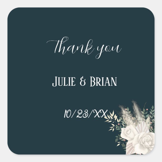 Pegatina de flor blanca navy elegante y con estilo (Anverso)