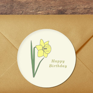 Pegatina de flor Daffodil Pastel Botánico