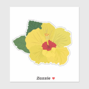Pegatina de Flor de Hibisco Amarillo