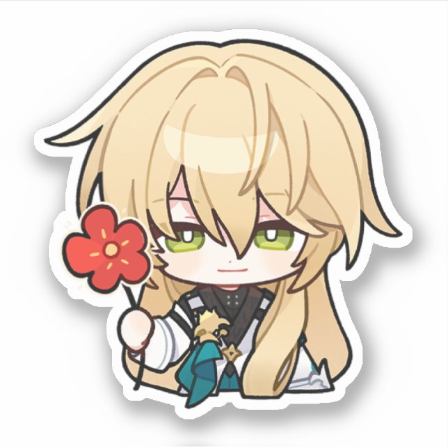 Pegatina de Flor de Honkai Star Rail Chibi Luocha (Anverso)