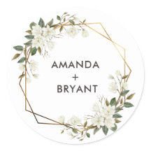 Pegatina de flor de marco geográfico de oro Magnol