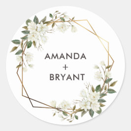 Pegatina de flor de marco geográfico de oro Magnol