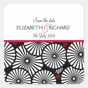 Pegatina de flores blancas negras retro "Salva la