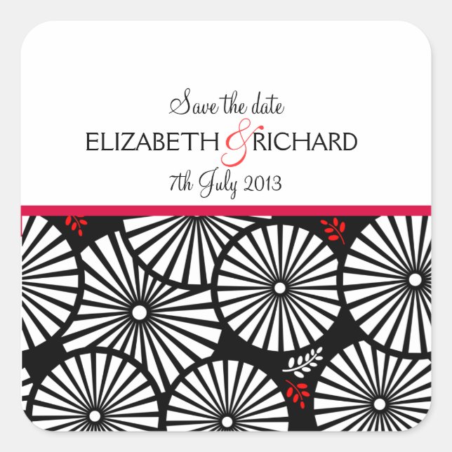 Pegatina de flores blancas negras retro "Salva la  (Anverso)