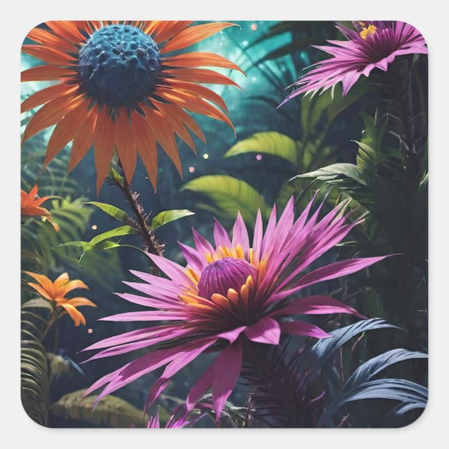 Pegatina de flores cósmicas (Anverso)