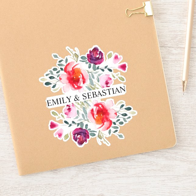 Pegatina de flores de acuarela personalizadas (Cuaderno)