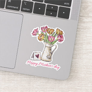 Pegatina de flores del día de las madres felices