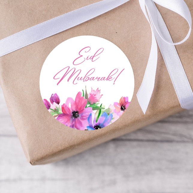 Pegatina de Flores Rosa Eid Mubarak (Subido por el creador)