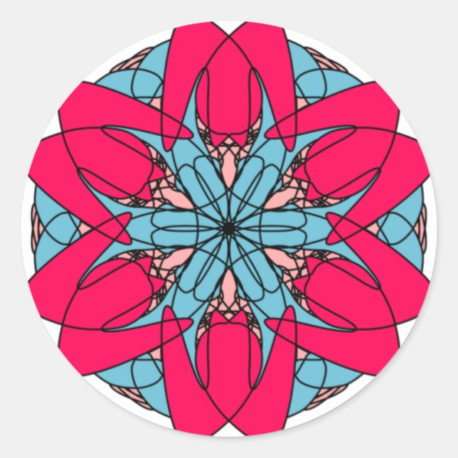 Pegatina de flores rosadas calientes (Anverso)