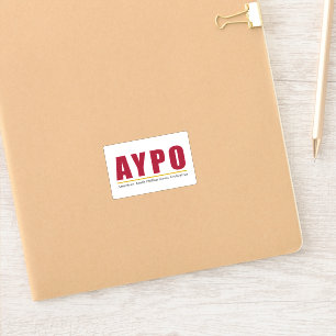 Pegatina de fondo blanco del logotipo rojo de AYPO