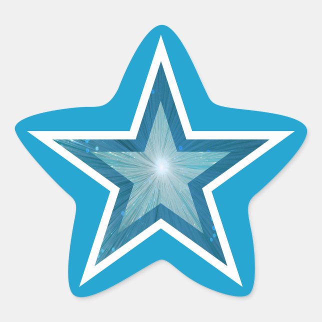 Pegatina de forma estrella de estrella azul (Anverso)