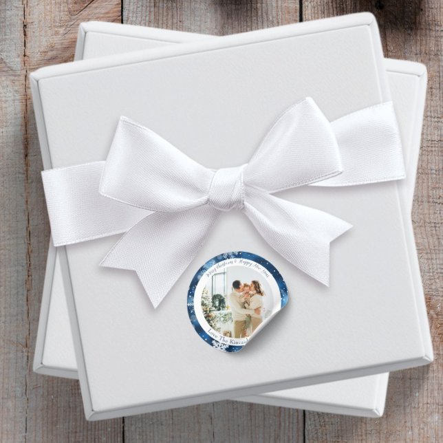 Pegatina de foto de Navidad redonda copo de nieve  (Subido por el creador)