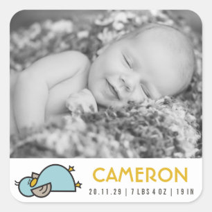 Pegatina de foto de niño bebé, pato somnoliento
