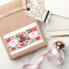 Pegatina de foto personalizada en rojo floral - Te