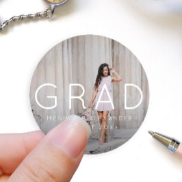 Pegatina de foto y nombre de graduado