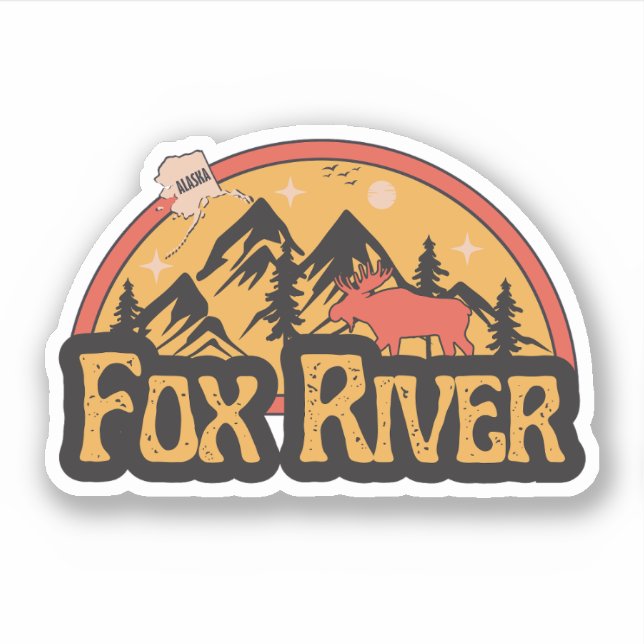 Pegatina de Fox River, Alaska (Anverso)