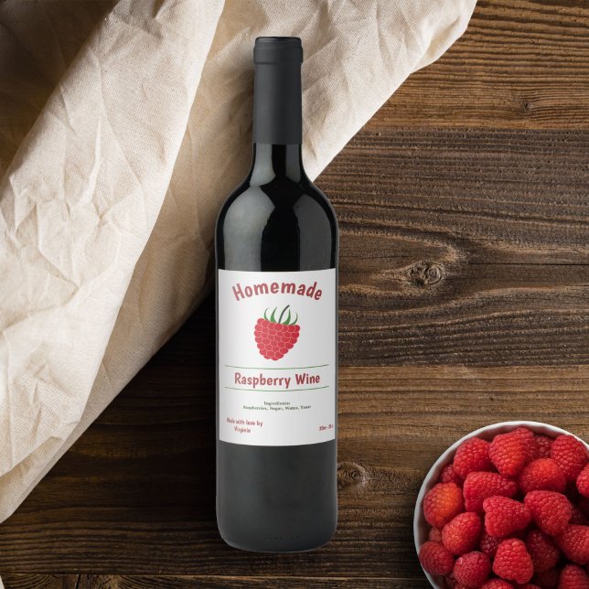 Pegatina de frasco de frambuesa (Raspberry Wine Bottle Label Sticker)