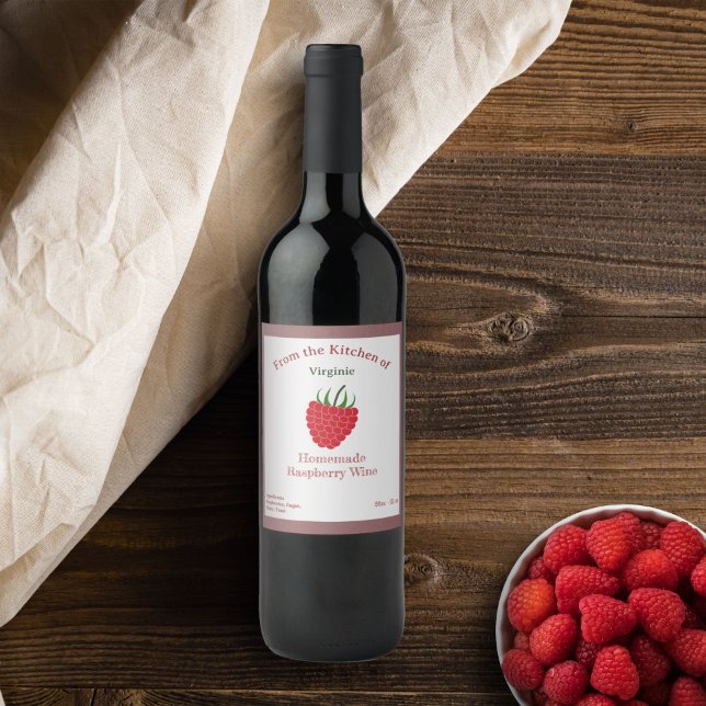 Pegatina de frasco de frambuesa rusa (Rustic Raspberry Wine Bottle Label Sticker)