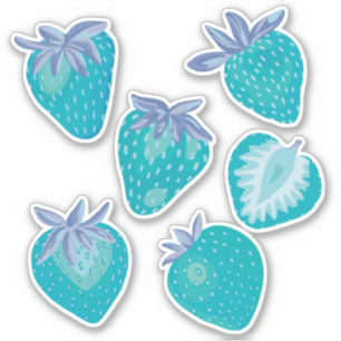 Pegatina de fresa de verano azul