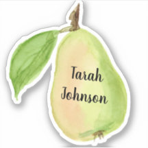 Pegatina de frutas Pear con nombre personalizado